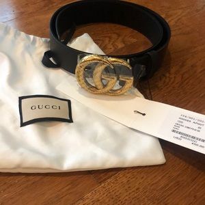 NWT, Men’s black with gold Gucci belt, size 85